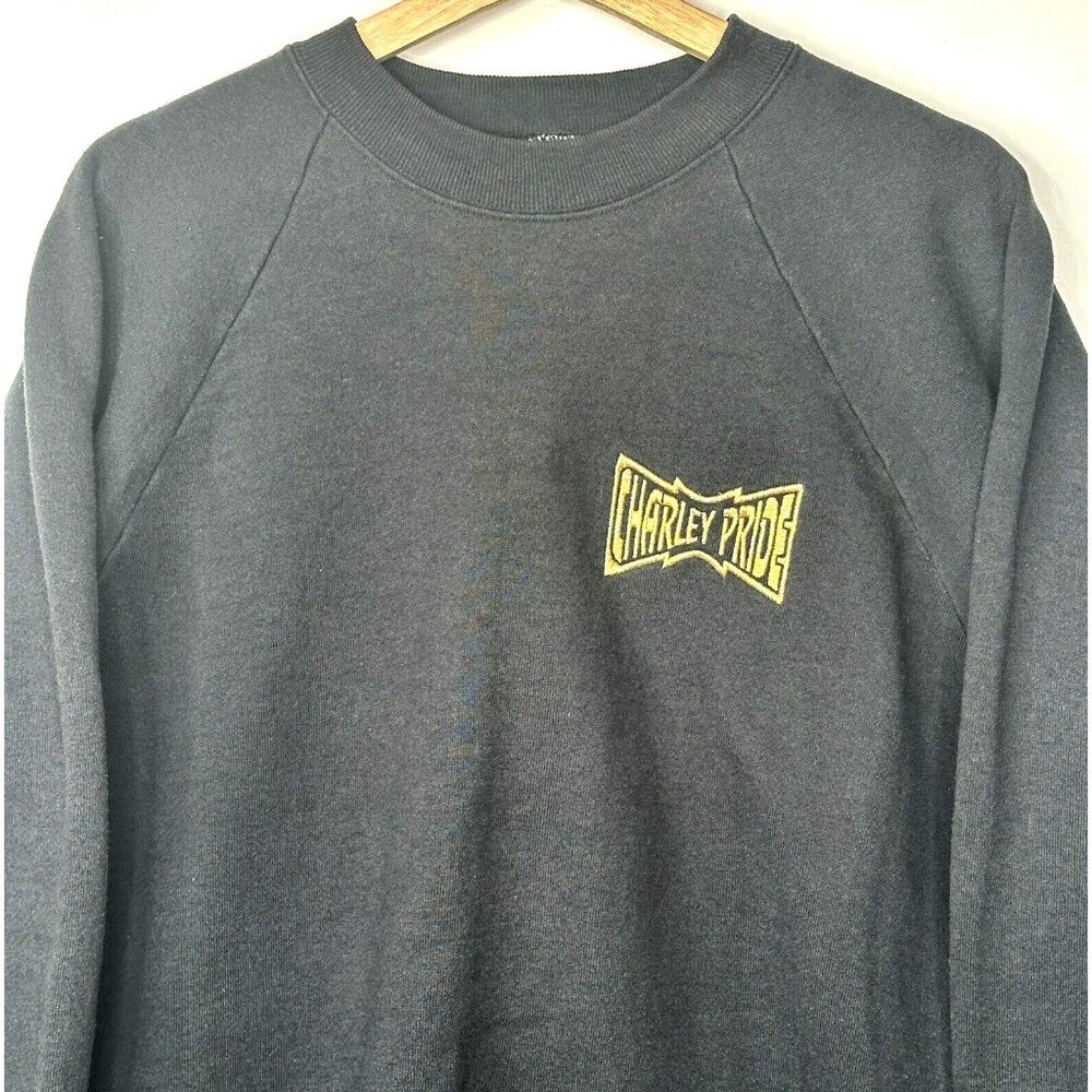 Fruit of the Loom Mens Sweatshirt Vintage Charley Pride Crew Neck Black X-Large - Picture 3 of 10